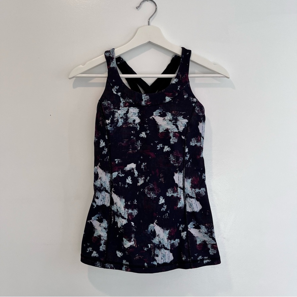 Lululemon Static Blossom Multicolor Cross Back Tank Top Women’s Size 6